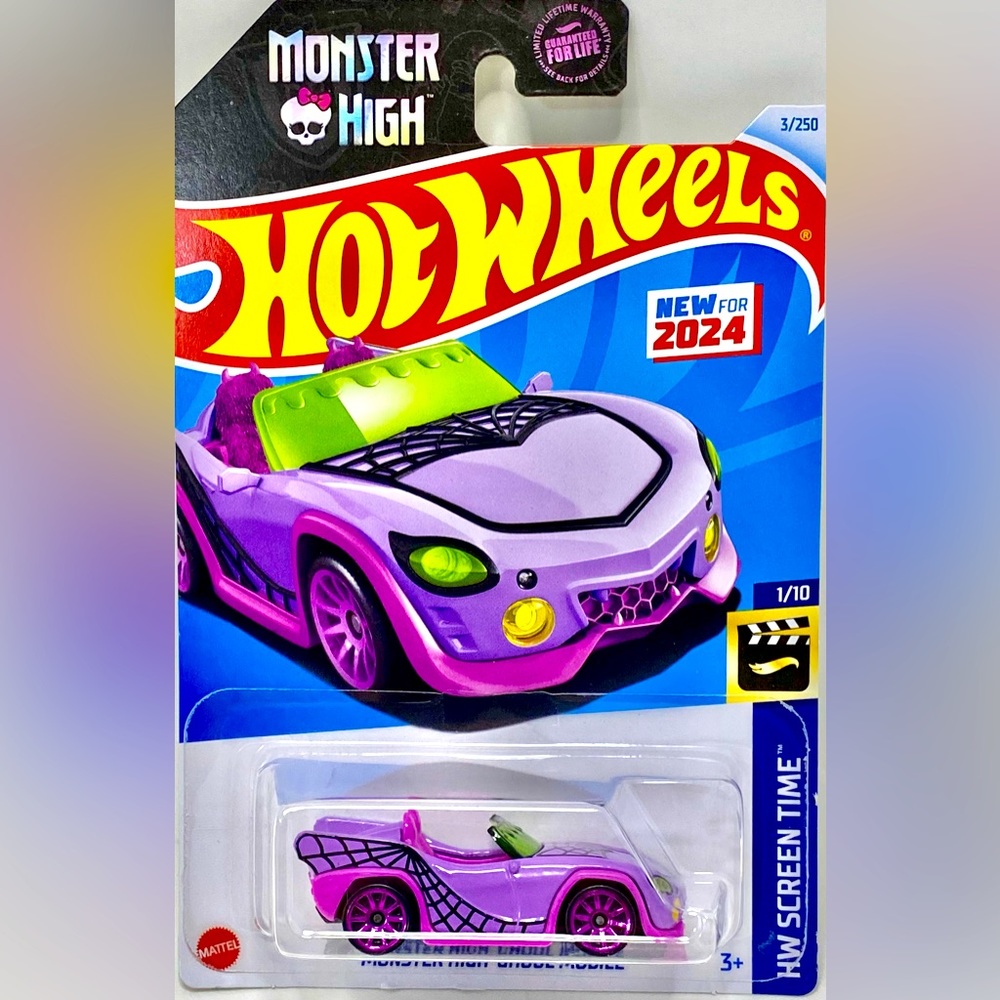 ✅ 🚗4/$20🚗 NEW 2024 1/10 MATTEL HW SCREEN TIME MONSTER HIGH GHOUL MOBILE #3/250